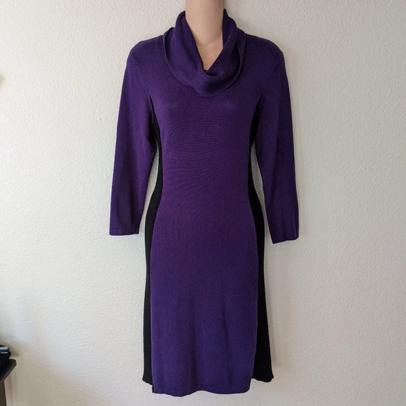 Purple & Black Paneled Sweater Dress by The Limited- Size M - Picture 2 of 5